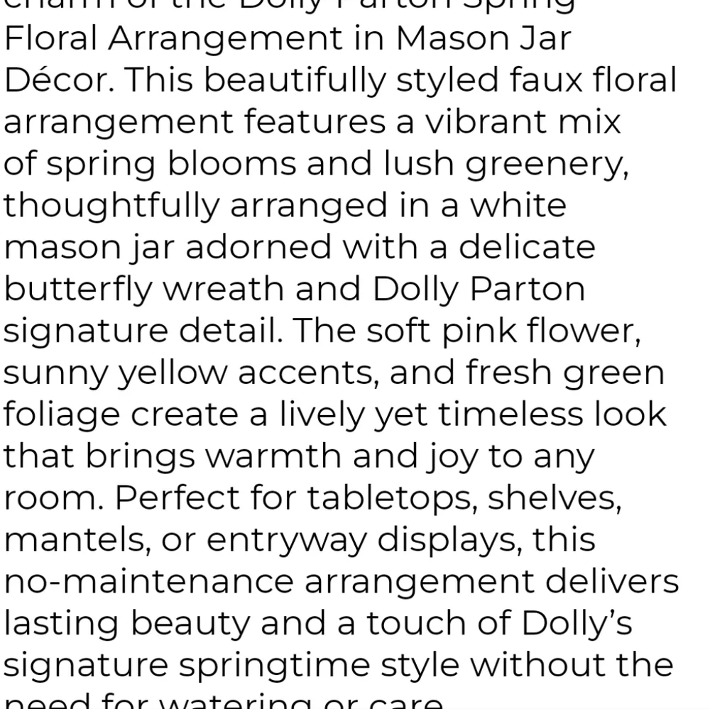 Dolly Parton Spring Floral Arrangement In Mason Jar Decor